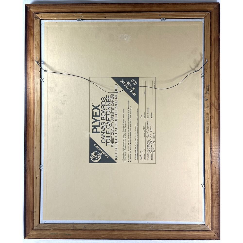 Oil Painting Winter At Dawn Cabin On Pond Signed Margaret Peggy Ledgard 1988 - Picture 9 of 10